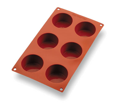 Matfer Bourgeat 257915 Gastroflex Muffin Mold 6 Per Sheet 2-3/4" Dia. x 1-1/2"H Muffins Food Grade Silicone