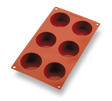 Matfer Bourgeat 257915 Gastroflex Muffin Mold 6 Per Sheet 2-3/4" Dia. x 1-1/2"H Muffins Food Grade Silicone