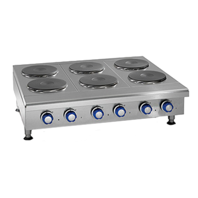 Imperial IHPA-3-36-E 36" W x 10.75" H x 19.38" D Stainless Steel with (3) Round Plate Elements Electric Countertop Hotplate - 208 Volts