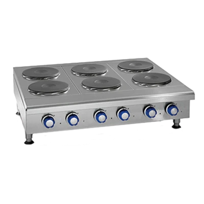 Imperial IHPA-3-36-E 36" W x 10.75" H x 19.38" D Stainless Steel with (3) Round Plate Elements Electric Countertop Hotplate - 208 Volts