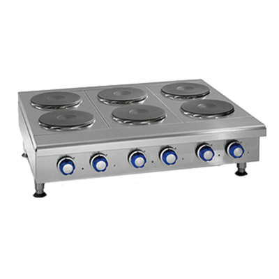 Imperial IHPA-3-36-E 36" W x 10.75" H x 19.38" D Stainless Steel with (3) Round Plate Elements Electric Countertop Hotplate - 208 Volts