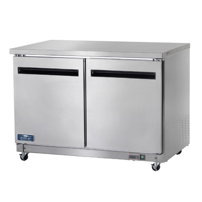 Arctic Air AUC48F 10.1 Cu. Ft. Stainless Steel Two Door Reach-In Undercounter Work Top Freezer - 115 Volts
