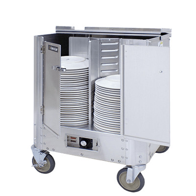 Cres Cor HJ53113180 27.13" W Aluminum Non-Adjustable Enclosed Type with Hinged Doors Heated Dish Dolly - 120 Volts