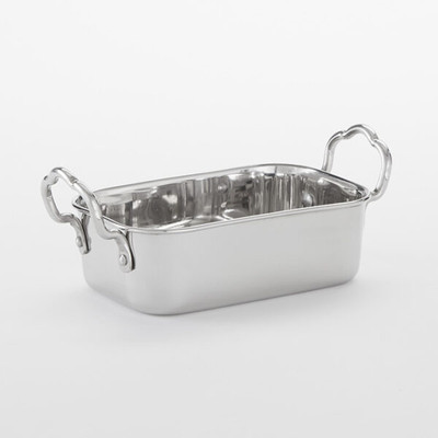 American Metalcraft MRP53 5.75" x 1.75" Rectangle Stainless Steel 17 Oz. Mini Roasting Pan