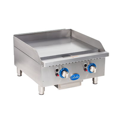 Globe GG24TG-NG 27" W Stainless Steel Natural Gas Countertop Griddle - 60,000 BTU