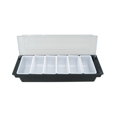 CAC China CDHL-6 Black Plastic 6 Compartment Condiment Holder (6 Each Per Case)