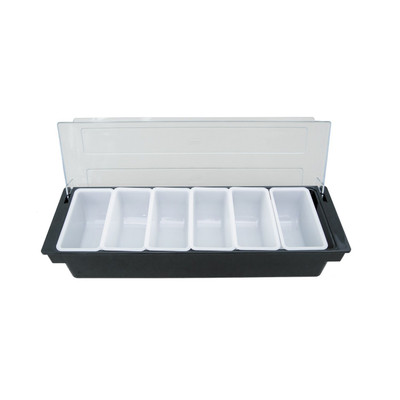 CAC China CDHL-6 Black Plastic 6 Compartment Condiment Holder (6 Each Per Case)