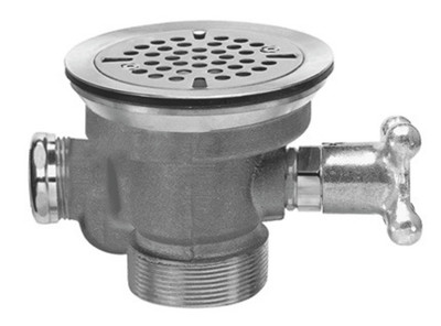 Fisher 22438 Red Cast Brass Body DrainKing Waste Valve with Vandal Resistant Flat Strainer
