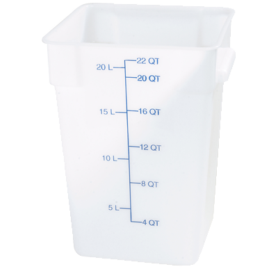Carlisle 11966PE02 22 Qt. White with Blue Print Polyethylene Squares Food Storage Container
