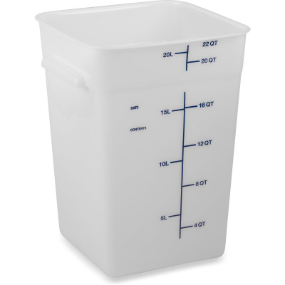 Carlisle 11966PE02 22 Qt. White with Blue Print Polyethylene Squares Food Storage Container