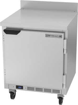 Beverage Air WTF27HC 27"W One Door Stainless Steel Worktop Freezer With 4" Removable Backsplash