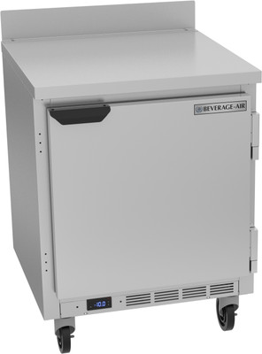 Beverage Air WTF27HC 27"W One Door Stainless Steel Worktop Freezer With 4" Removable Backsplash