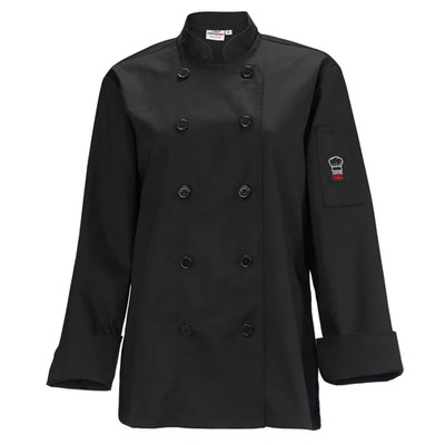 Winco UNF-7KL Black Women's Beacon Large Women's Chef Jacket