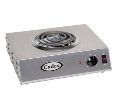 Cadco CSR-1T-E 14" Watts x 4.13" H x 12.25" D Stainless Steel Wattsith (1) 6" tubular Burner Electric Countertop Portable Hot Plate - 120 Volts 1100 Watts