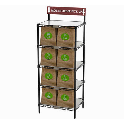 Metro CR1824TGSR To-Go Order Pick-Up Station 24" Wire Take-Out Shelving Station with Sign