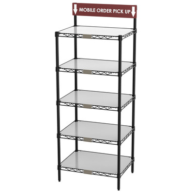 Metro CR1824TGSR To-Go Order Pick-Up Station 24" Wire Take-Out Shelving Station with Sign