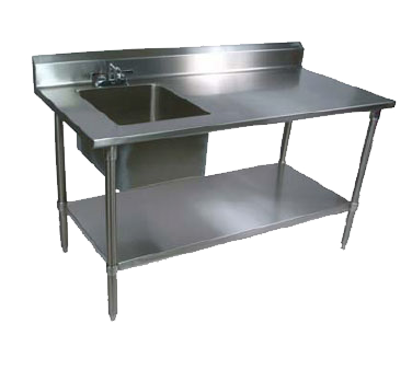John Boos EPT6R5-3060SSK-L 60"W x 30"D x 40-3/4"H Stainless Steel Work Table with Prep Sink