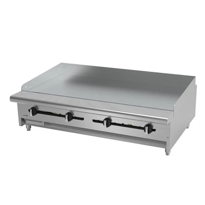 Asber AEMG-48 H 48" W Stainless Steel Natural Gas Countertop Griddle - 96,000 BTU