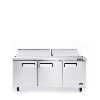 Atosa MSF8304GR 72.7" W 3-Sections 3 Doors Sandwich and Salad Top Refrigerator - 115 Volts