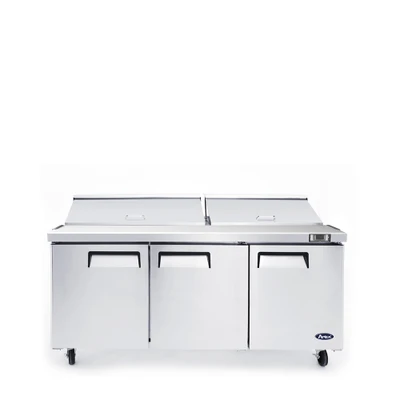 Atosa MSF8304GR 72.7" W 3-Sections 3 Doors Sandwich and Salad Top Refrigerator - 115 Volts