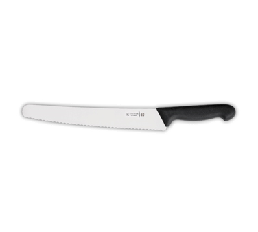 Matfer Bourgeat 182110 9.75" Black Giesser Messer Universal and Bread Knife with Thermoplastic Elastomer Handle