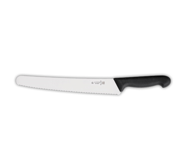 Matfer Bourgeat 182110 9.75" Black Giesser Messer Universal and Bread Knife with Thermoplastic Elastomer Handle