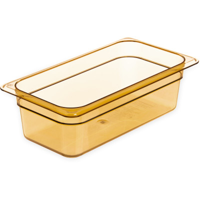 Carlisle 3086113 3.8 Qt. 1/3 Size Polyether Sulfone Amber Storplus High Heat Hot Food Pan