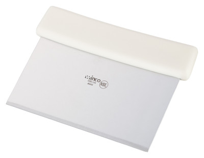 Winco DSC-2W 6&quot; x 3&quot; Stainless Steel Dough Scraper with White Plastic Handle