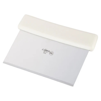 Winco DSC-2W 6" x 3" Stainless Steel Dough Scraper with White Plastic Handle