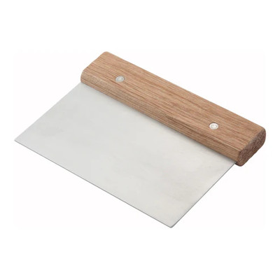 Winco DSC-3 6" x 3" Stainless Steel Dough Scraper with Wood Handle
