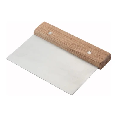 Winco DSC-3 6" x 3" Stainless Steel Dough Scraper with Wood Handle