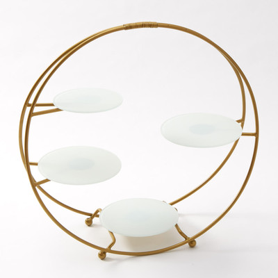 American Metalcraft SRG4 21.13" L x 6.63" W x 21.75" H Round White Steel Buffet Stand