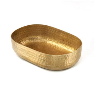 American Metalcraft ABHG69 48 Oz. Aluminum Gold Oval Entree Basket