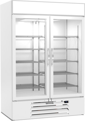 Beverage Air MMR49HC-1-W-IQ 52" W Two-Section Glass Door Merchandiser MarketMax Refrigerated Merchandiser