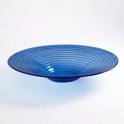 American Metalcraft GBB20 18" 128 Oz. Glass Blue Round Glacier Bowl