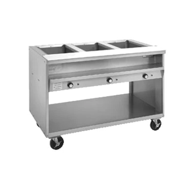 Randell 3513 3 Pans Stainless Steel Open Cabinet Base Electric Hot Food Table - 120 Volts