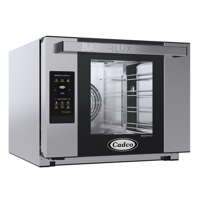 Cadco XAFT-04HS-TD Stainless Steel 1 Deck Half Size Electric Bakerlux TOUCH Heavy-Duty Convection Oven - 208-240 Volts 1-Ph