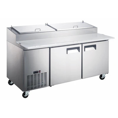 Admiral Craft GRPZ-2D 71" W 2-Section 2 Doors Grista Refrigerated Pizza Prep Table - 5.5 Amps