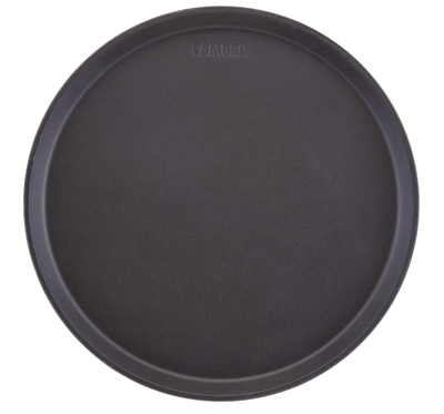 Cambro 1400CT110 14"Dia. Fiberglass Black Satin Round Camtread Serving Tray - 12/Case