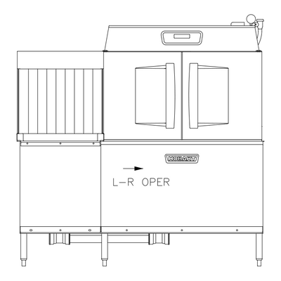 Hobart CL66C-BAS+BUILDUP Low Temp Conveyor Dishwasher 0.62 Gallons and Rack Stainless Steel Enclosure Panels