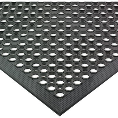 San Jamar KM1100 3'L x 5'W x 1/2"D Black Kitchen Mat