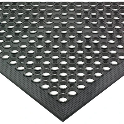 San Jamar KM1100 3'L x 5'W x 1/2"D Black Kitchen Mat