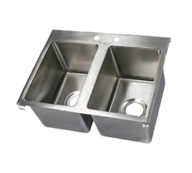 John Boos PB-DISINK101410-2 2 Compartment Stainless Steel Pro-Bowl Drop-In Sink 24"W x 18"D x 10"H