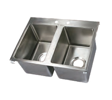 John Boos PB-DISINK101410-2 2 Compartment Stainless Steel Pro-Bowl Drop-In Sink 24"W x 18"D x 10"H