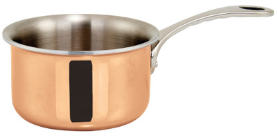 Winco DCSP-3C
 3-1/2&quot;
 11 Oz.
 Aluminum / Stainless Steel / Copper
 Round
 Mini Sauce Pan