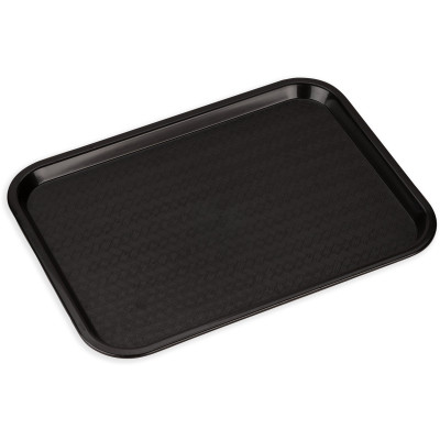 Carlisle CT121603 16.31" W x 12.06" D x 0.7" H Polypropylene Black Rectangle Café Tray