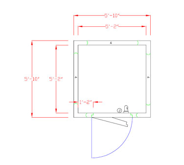 American Panel 6X6F-O 70" W x 90" H Outdoor Acrylume With Floor Walk-In Freezer