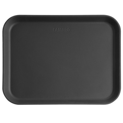 Cambro 1014CT110 10.63" x 13.75"Fiberglass Black Satin Rectangular Camtread Serving Tray - 12/Case