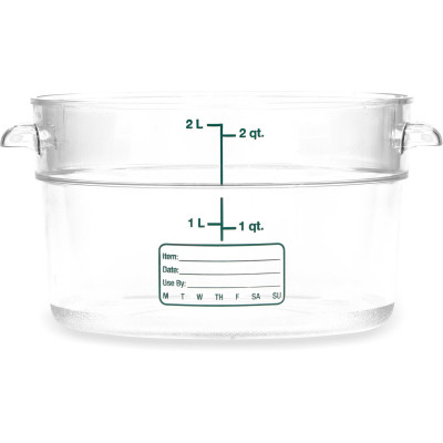 Carlisle 1076307 2 Qt. Clear Round StorPlus Food Storage Container