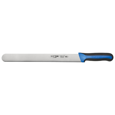 Winco KSTK-122 12&quot; Black and Blue Straight Edge Sof-Tek Slicer